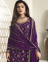 Designer Traditional Wear Viscose Chinon Salwar Suit Purple Viscose Chinon Palazzo Suit Close-up View